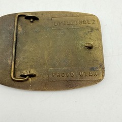 vintage 1970s western GE belt buckle SOLID BRASS cowboy “LA TERRITORY”
