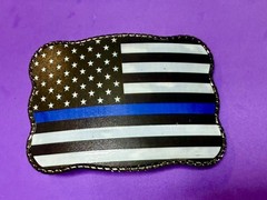 USA Flag Stars Striped with Blue Line Belt Buckle Card Holder Wallet / Stash box