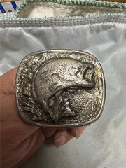 Vintage 1977 Large Mouth Bass 22Lb 4 oz Belt Buckle Wyoming Studio Art