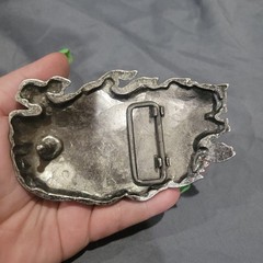 Skull Guitar Flame Belt Buckle 4 3/8&Prime; x 2 3/4&Prime; Heavy Metal Rock N Roll