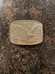 VTG Soaring American Bald Eagle Rectangular Belt Buckle Mountains 3 1/2” X 2 5/8
