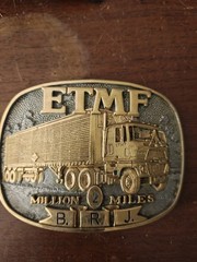 Norman Company ETMF 2 Million Miles Truck Belt Buckle Gold/Silver 1.5in
