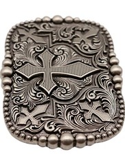 Celtic Cross Belt Buckle Silver Tone Very Nice Christian Religious 3.75&Prime;x3&Prime; CR01