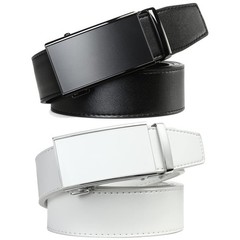 2 Pack Ratchet Belt 1 3/8&Prime;, Leather Dress with Click Black/White