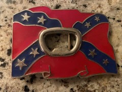 Redneck Belt Buckle Stars & Bars Flag W/ Bottle Opener