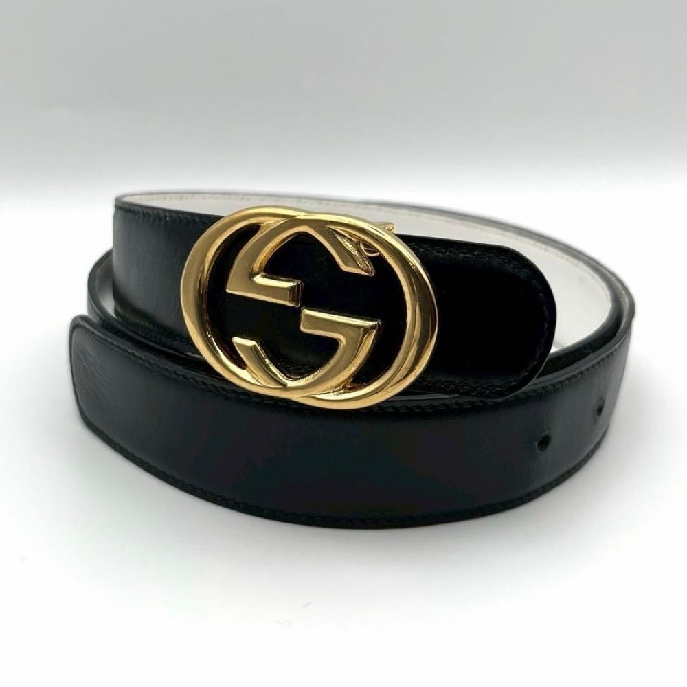 GUCCI Pre-Owned Belt Interlocking Leather Black