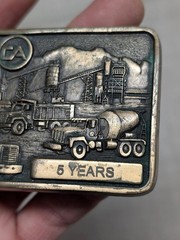 vintage CA belt buckle OIL REFINERY drilling rig SOLID BRASS western 1981