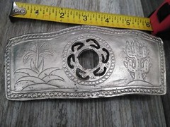 Vintage XL Large Handmade Mexican Belt Buckle DESERT / NATURE MOTIF (6&Prime;X2.3/4&Prime;)