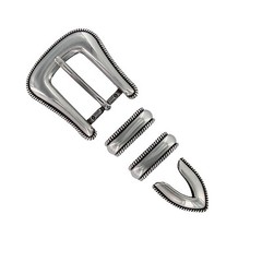 WESTERN BUCKLE ANTIQUE ROPE EDGE 4 piece Set BELT BUCKLE SET FITS 1 inch wide