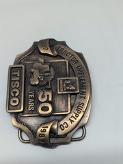 Tisco Tractor Implement Belt Buckle 50th Anniversary VTG 1937-1987 Cast Brass