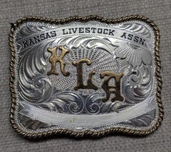 vintage STERLING SILVER belt buckle WESTERN trophy KLA kansas livestsock RODEO