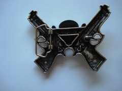 2 Guns & Skul Silver Color Belt Buckle