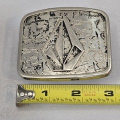 Volcom Falling Skulls Skateboard Diamond Logo Silver and Black Buckle 1.5” Belt
