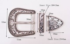 Antique Silver 2-Tone Floral Engraved Belt Pin Buckle Set Fit 30mm Wide Straps