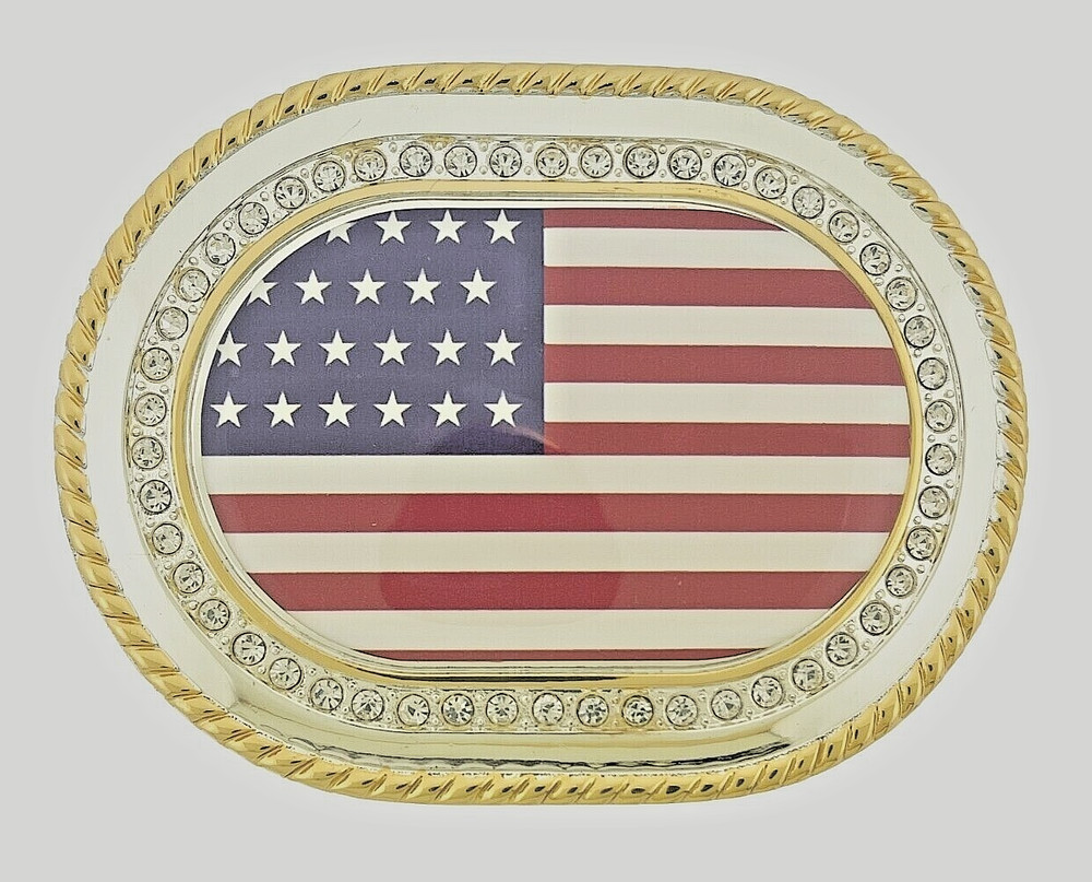 American Flag Belt Buckle United States America Gold Metal New Men Women Western