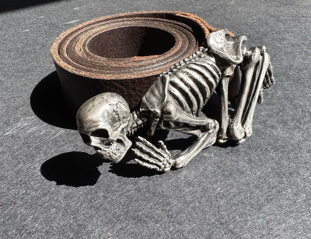 Belt With Skeleton Buckle By Alchemy Gothic