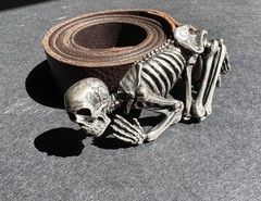 Belt With Skeleton Buckle By Alchemy Gothic
