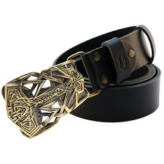 Belt buckle Thor&rsquo;s Hammer, Scandinavian Old Norse Mjolnir solid brass buckle