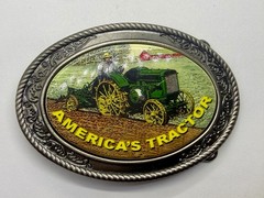 America&rsquo;s Tractor Agricultural Farm Scene Farmers Western Style Belt Buckle