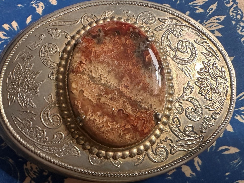 Custom Artisan-made Western Stone Bely Buckle