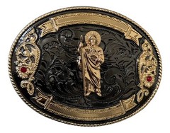 Mexican San Judas Charro Cowboy Belt Buckle Hebilla Vaquera Made In Mexico