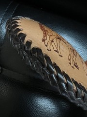 Vintage Hand Tooled Leather Horse Belt Buckle Western Oval Cowboy Foal Mare