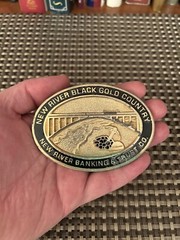 1981 New River Banking And Trust Company Blank Gold Toned Country Belt Buckle