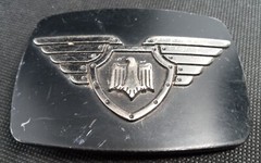 Winged Eagle Shield Vintage Chrome Brand Belt Buckle
