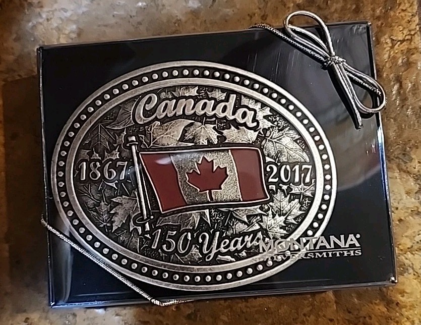 New! Montana Silversmiths Patriotic Canadian Commemoratice BELT BUCKLE