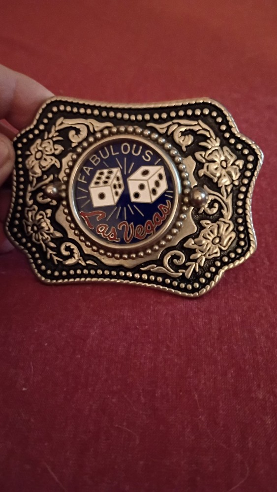 Rare Vintage Circus Circus Las Vegas Gambling Dice Country Western Belt Buckle