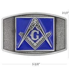 MASON Stone Crafters Belt Buckle Masonic symbols compass Blue Templar