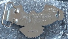 EAGLE SWOOPING STRIKE SPREAD WINGS CHROME PLATED SOLID BRASS BELT BUCKLE 1980