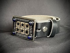 Military Star Grid Belt Buckle Blue Sphere Industrial Art Darren McNeese