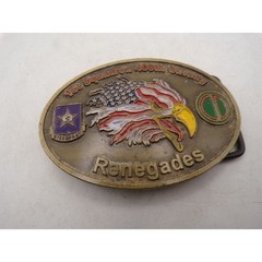 Vintage 1st Squadron 409th Cavalry Renegades Eagle American Flag Belt Buckle
