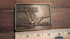 Molson Canadian Goose Beer Belt Buckle. Made of Brass, vintage.