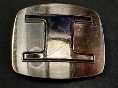 Custom Initial Block Letter Large I Silver Tone Outlined Reflective Belt Buckle