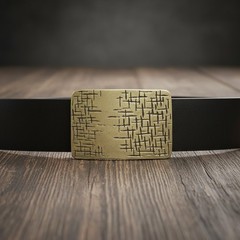 Fluted Effect Belt Buckle, Rosepearl – Rectangular Industrial Design Belts