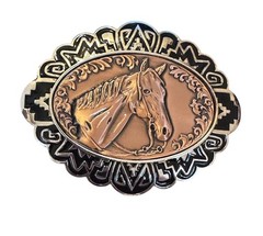 Horse Head Copper Belt Buckle Silver Plated Diamond Cut On Copper, New Stock