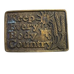 Vintage Brass/Bronze Keep Everybody Country Western Belt Buckle 1979