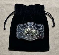 Western Horse Belt Buckle Silver Tone Engraved Cowboy Rodeo 1.5” Strap