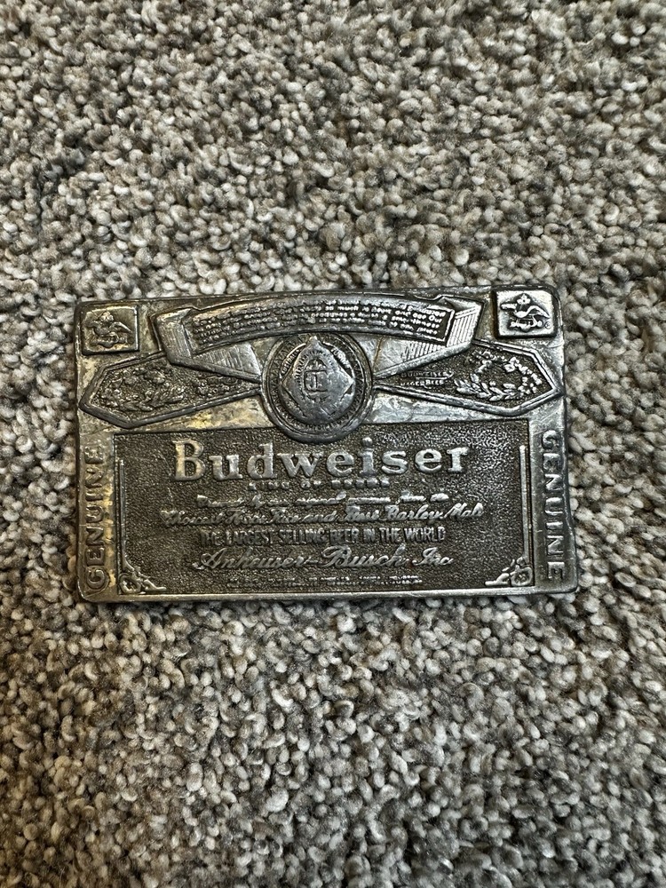 Vintage Bud Budweiser Anheuser Beer Louis Lewis Brass Metal Belt Buckle 1976 70s