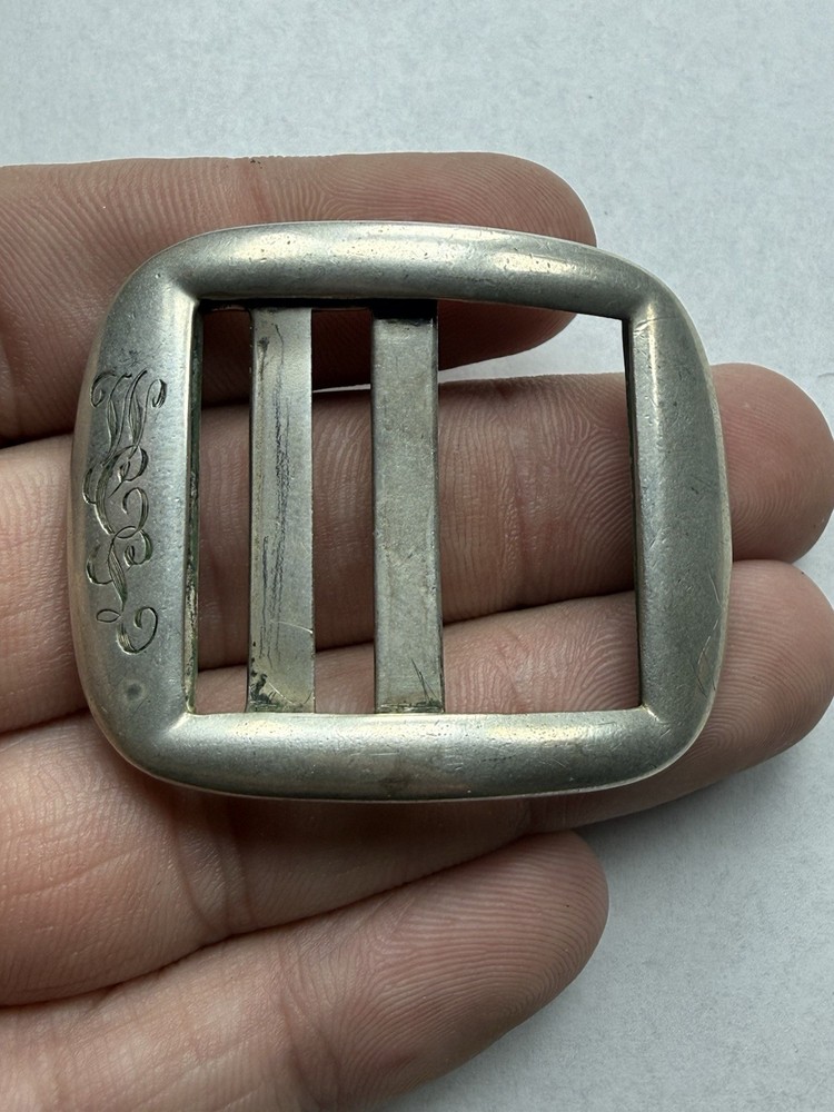 Antique Sterling Silver Mid Century Belt Buckle “WCL” Monogram – 22g