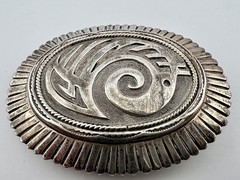 Vintage Nelson Piaso Signed Navajo Sterling Silver Belt Buckle 55.6g