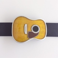 Vintage Style Enamel Guitar Music Belt Buckle