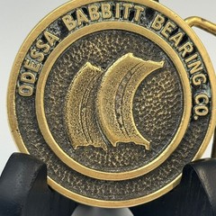 Vintage Odessa Babbitt Bearing Co Solid Brass Belt Buckle Industrial Texas Oil