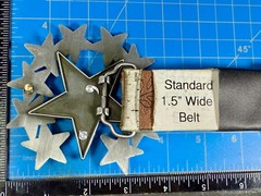 Eleven Five Pointed Star Cutout Silver Color Western Style LARGE Belt Buckle