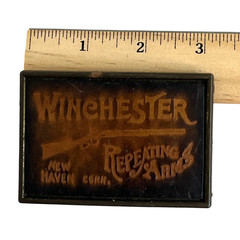 Winchester Belt Buckle Vintage Brass Tone Western 3×2 Rifle Logo USA