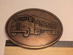 VINTAGE ANDOVER TRACTOR TRAILER SCHOOL BELT BUCKLE