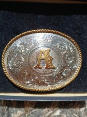 Montana Silversmiths Silver/Gold-Tone Oval Engraved « A » Western Belt Buckle
