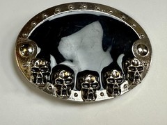 Creepy Five Skull&rsquo;s Head Black Enameled Halloween Gothic Punk Biker Belt Buckle
